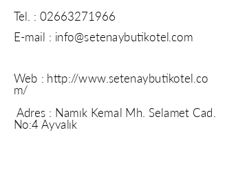 Setenay Butik Hotel iletiim bilgileri